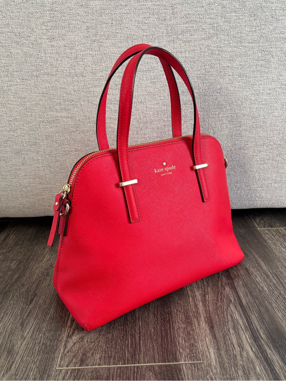 Kate Spade - Red Saffiano Leather Cedar Street Maise Satchel Handbag/Crossbody